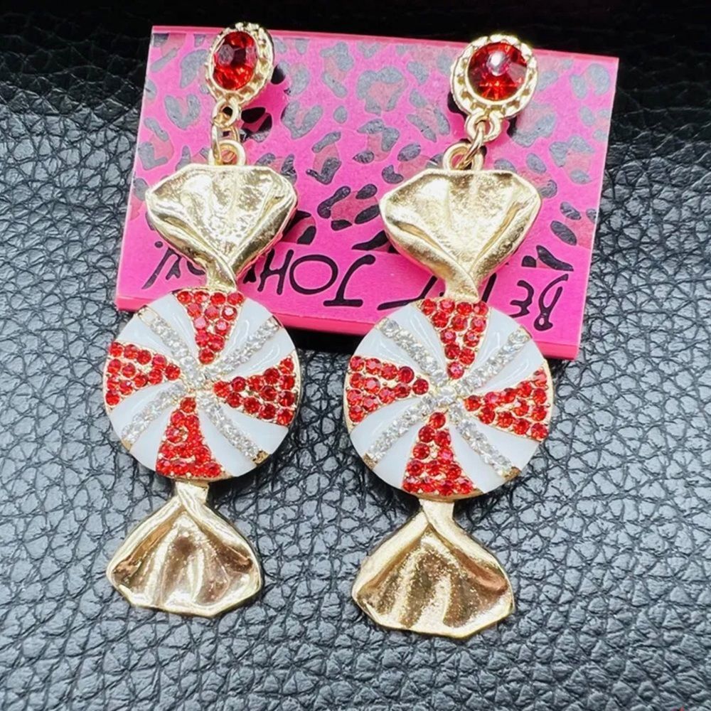 Betsey Johnson Red and Gold Candy Earrings
